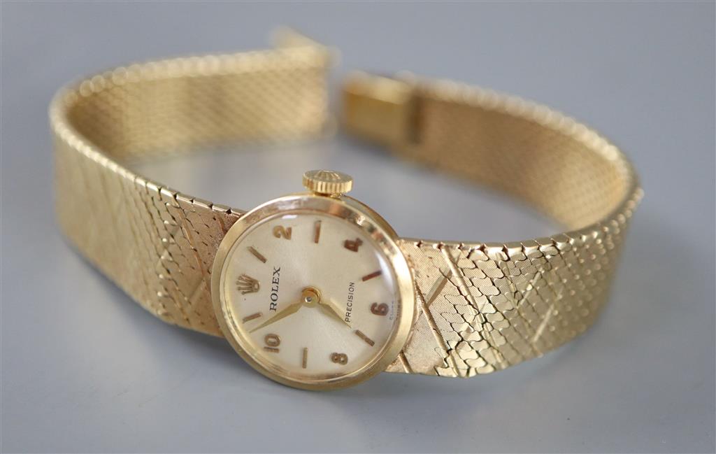 A ladys 1960s 9ct gold Rolex Precision manual wind wrist watch,